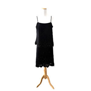 Armani Collezione Evening Pencil Skirt + Top Set 8/10 Black Satin Beaded Overlay